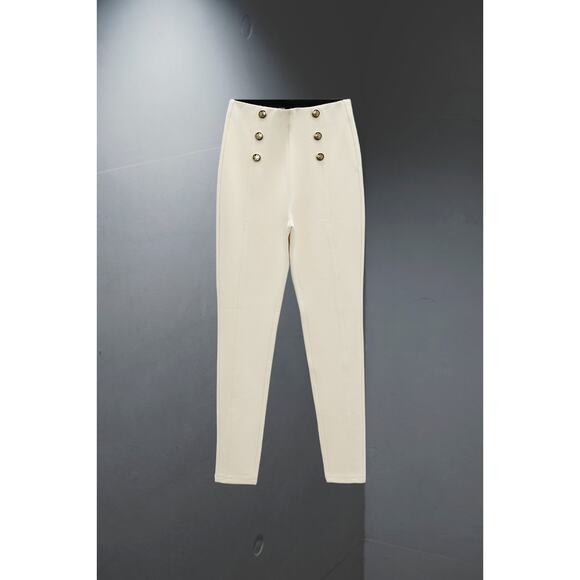 NWT - ZARA Buttoned High Rise Leggings Size: M - Picture 5 of 6